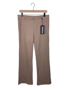 NEW Betabrand Dress Pant Yoga Pant Bootcut Women's Size Large Tan Beige Office